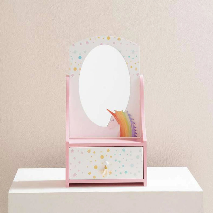Unicorn Kids Jewellery Storage Box With Mirror-22X12X40Cm -Pink