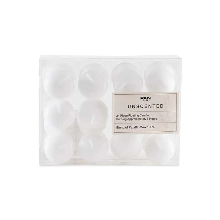 Unscented 24-Piece Floating Candle 4X2Cm - White