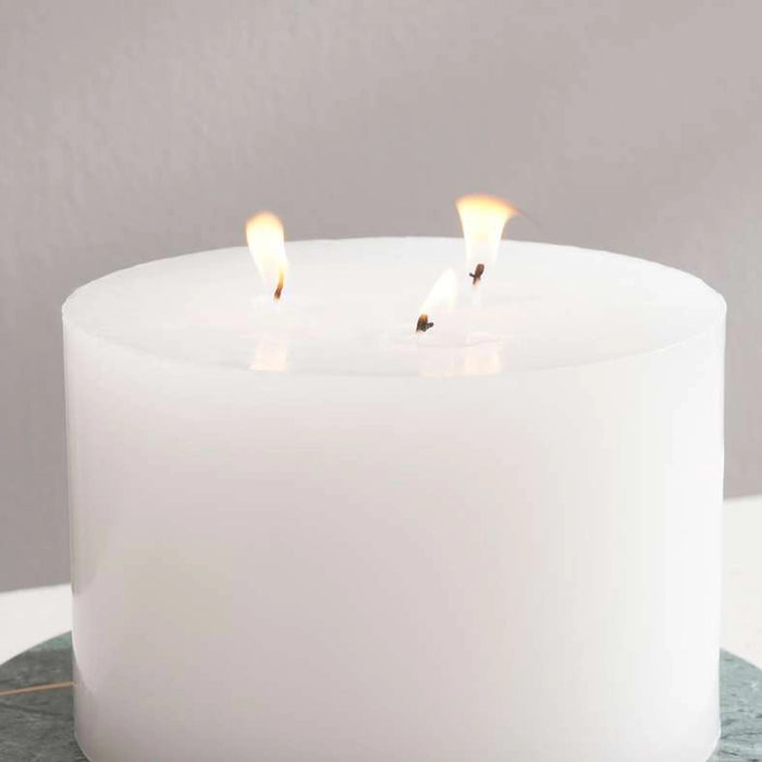 Unscented 3-Wick White Pillar Candle Dia15Xh10Cm - 40 Hrs
