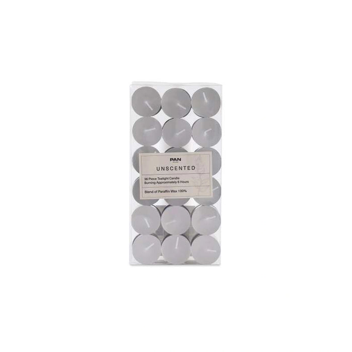 Unscented 36-Piece Tealight Candle - 6 Hours - 4X2Cm - White