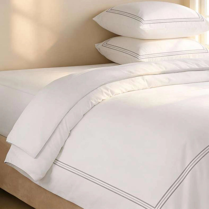 Urban Studio Barata Embroidered 3-Piece King Duvet Cover Set 230X220Cm -Grey