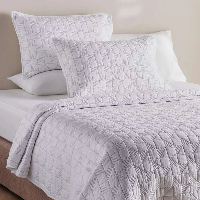 Urban Studio Leo Quilted 3-Piece Bedspread Set 220X240Cm - White/Grey