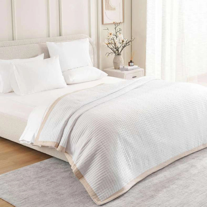 Urban Studio Olivia Border Bedspread 220X240Cm - Beige