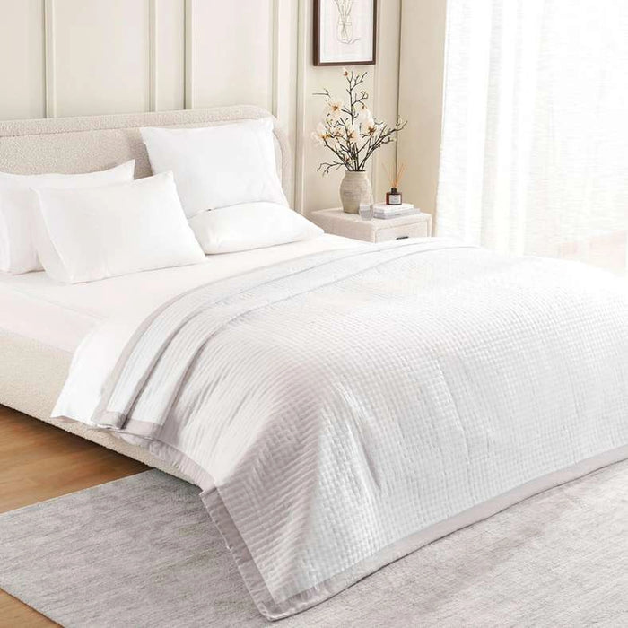 Urban Studio Olivia Border Bedspread 220X240Cm - Grey