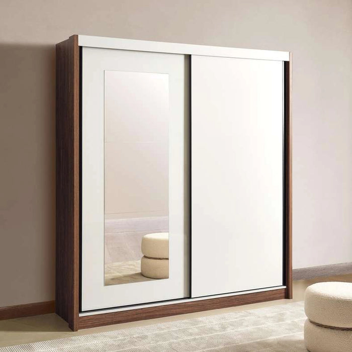 Valencia 2 Door Sliding Wardrobe - Walnutwhite Gloss