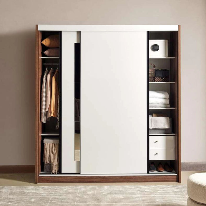 Valencia 2 Door Sliding Wardrobe - Walnutwhite Gloss