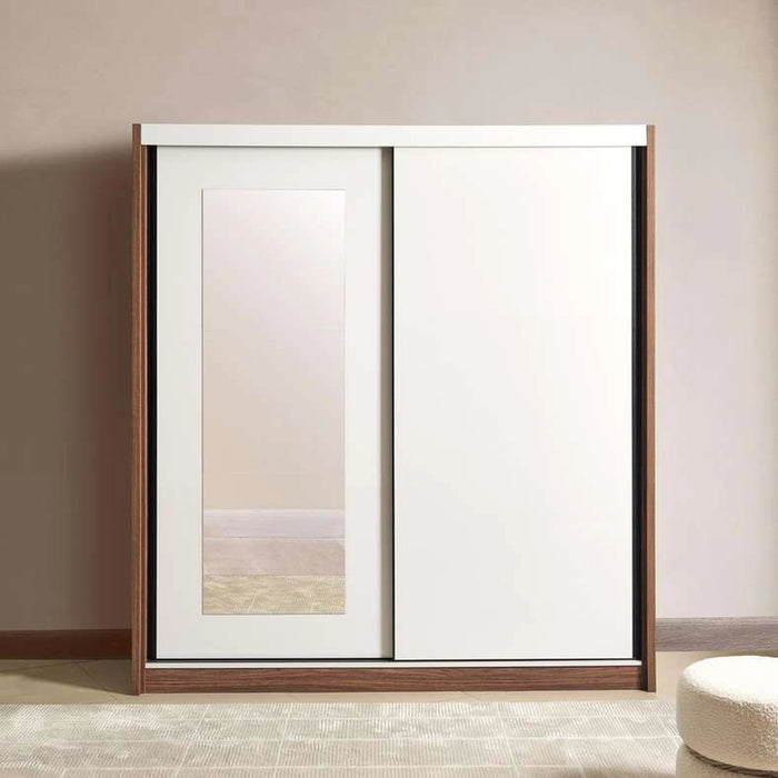 Valencia 2 Door Sliding Wardrobe - Walnutwhite Gloss