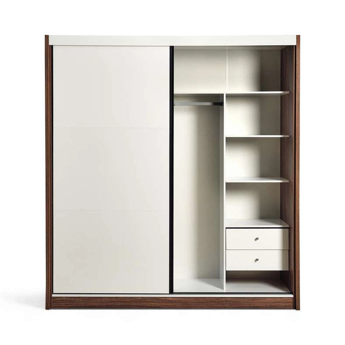 Valencia 2 Door Sliding Wardrobe - Walnutwhite Gloss