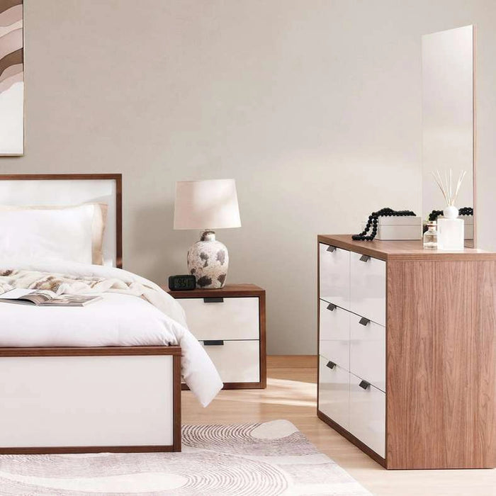 Valencia 5 Pc Bedroom Set 180X200 Cm - Walnutwhite Gloss
