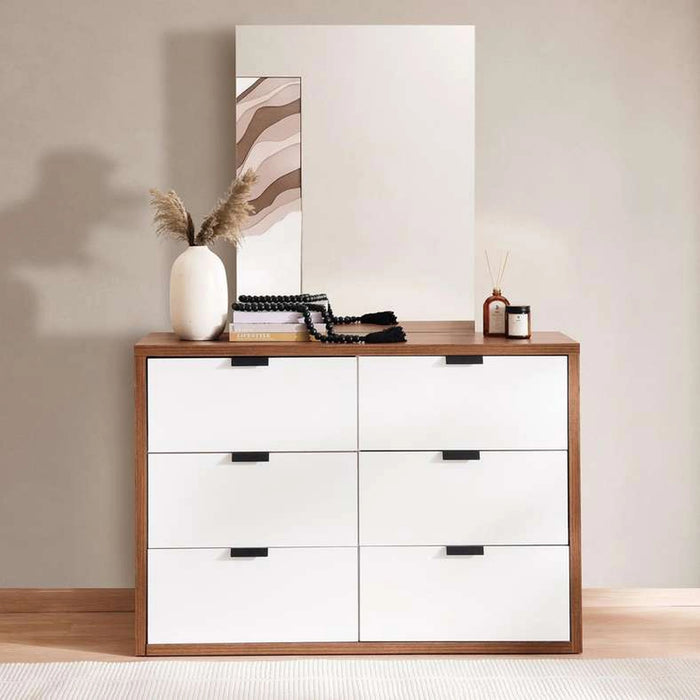 Valencia 5 Pc Bedroom Set 180X200 Cm - Walnutwhite Gloss