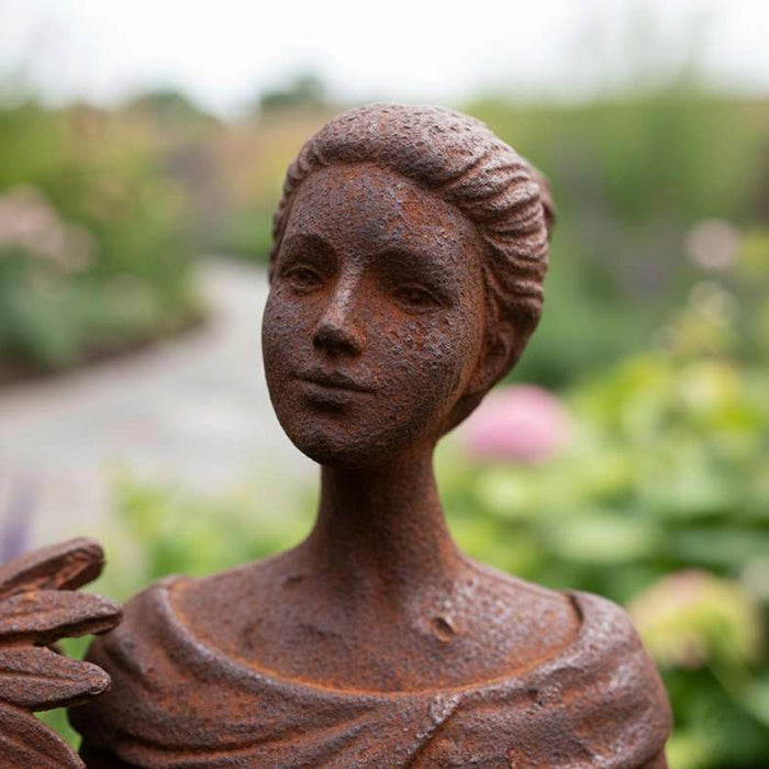 Valeria Resin Lady Holding Flower 25X16.1X44.6Cm - Brown