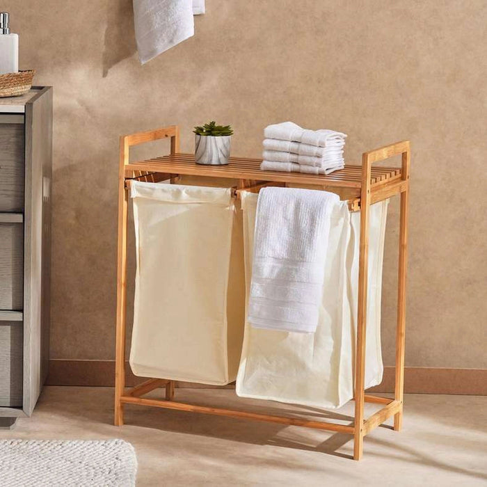 Valet Bamboo Frame Laundry Hamper 73Cm - Natural Pan Home