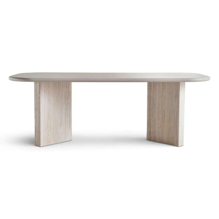 Valora 6 Seater Dining Table Beige & Travertine