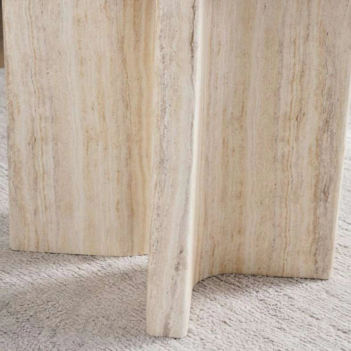 Valora End Table Beige & Travertine