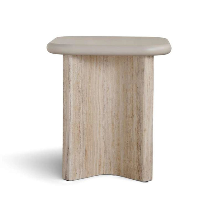 Valora End Table Beige & Travertine