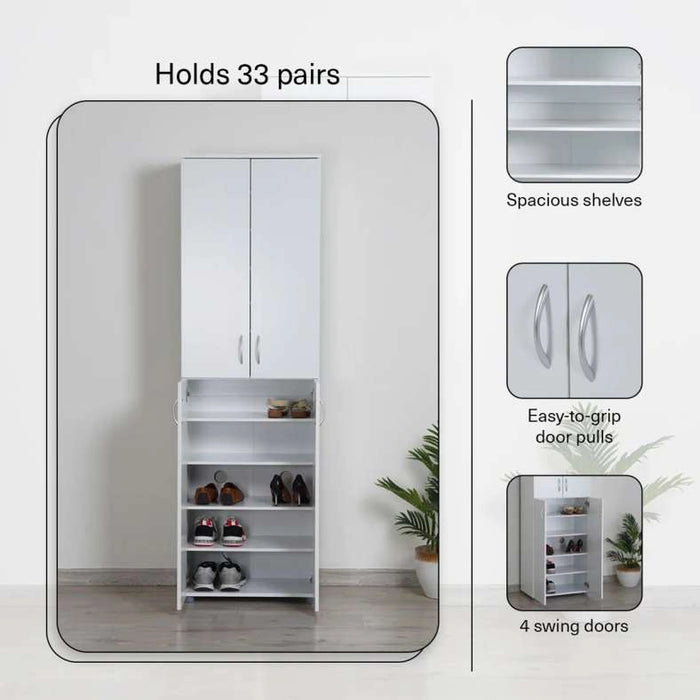 Vasagle Shoe Rack 33 Pairs With 4 Door -White