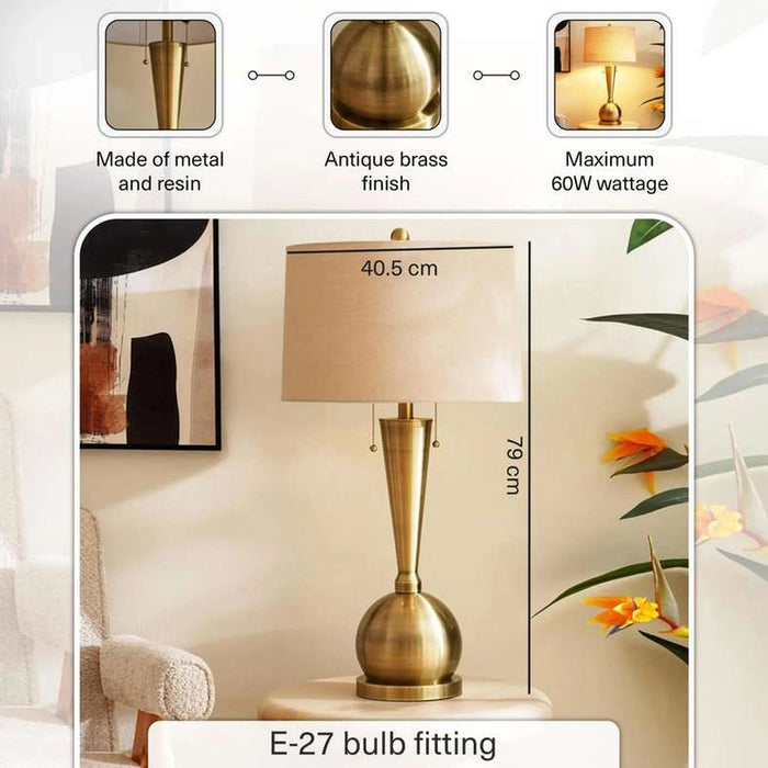 Vassily E-27 Metal Table Lamp Dia 40.5X79Cm - Antique Brass