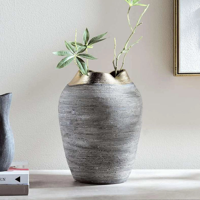 Vayu Ceramic Vase 22X22X28.5Cm - Grey