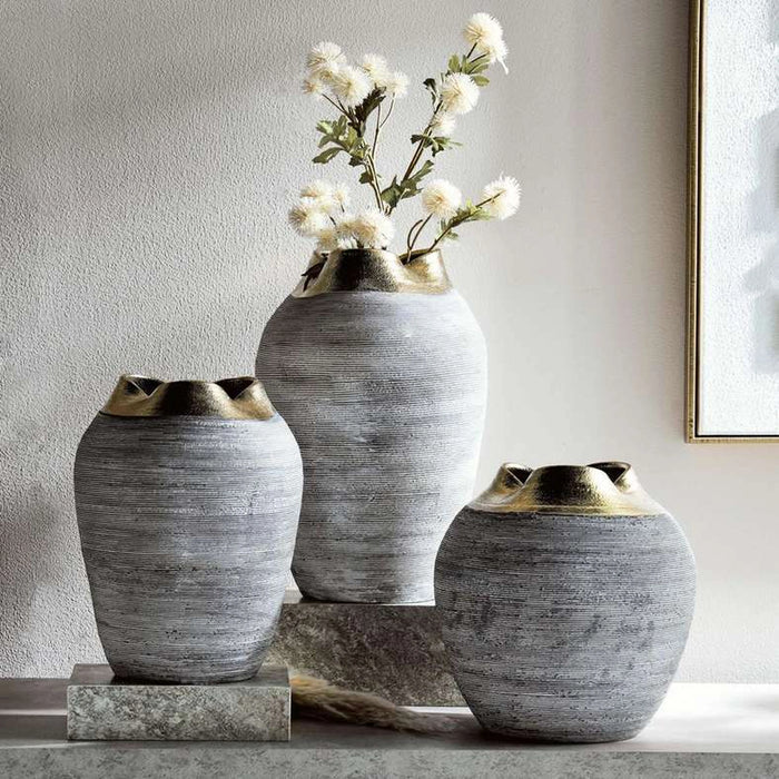 Vayu Ceramic Vase 23.5X23.5X35.5Cm - Grey
