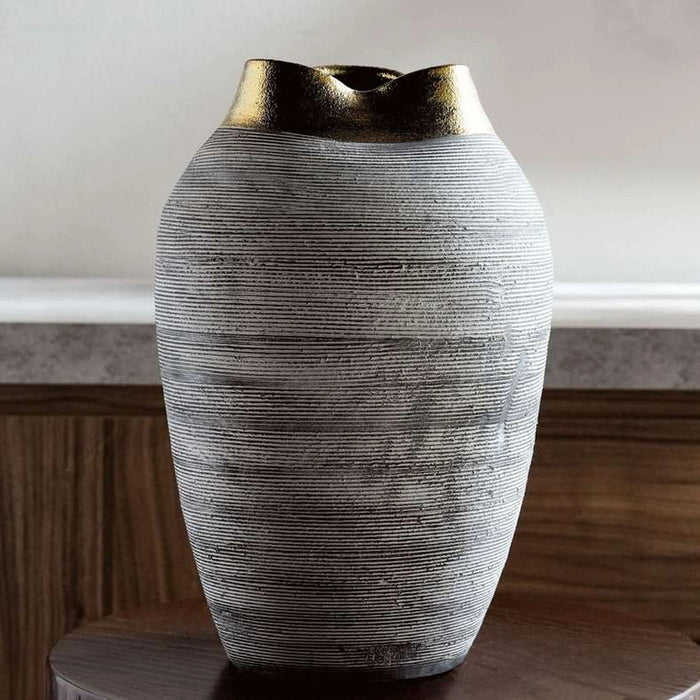 Vayu Ceramic Vase 23.5X23.5X35.5Cm - Grey
