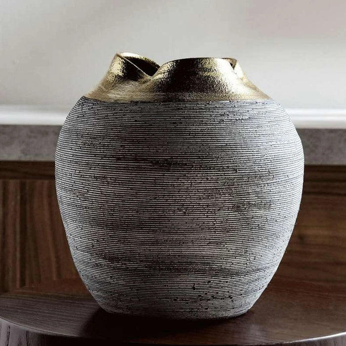 Vayu Ceramic Vase 25.5X25.5X26.5Cm - Grey
