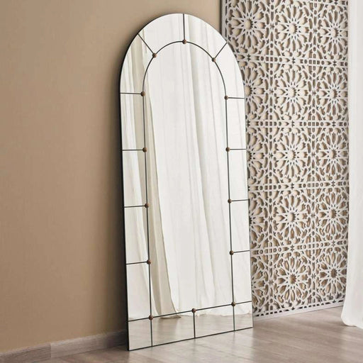 Vega Handmade Brass Arch Floor Mirror 90X4X183 - Black PAN HOME