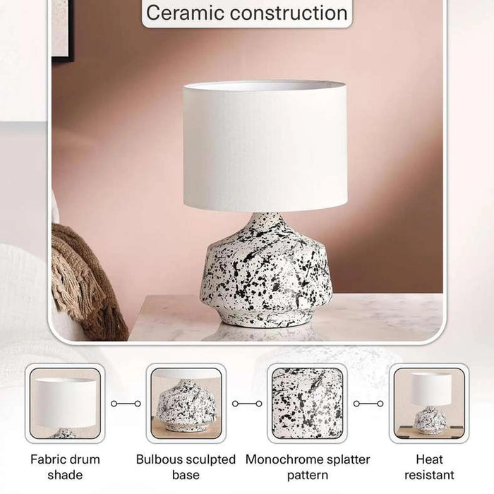 Vegan E27 Ceramic Table Lamp 30X43Cm - White/Black