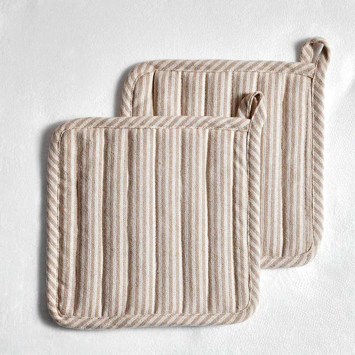 Velisha Pinstripe 2Piece Pot Holder Set 20X20Cm - Beige