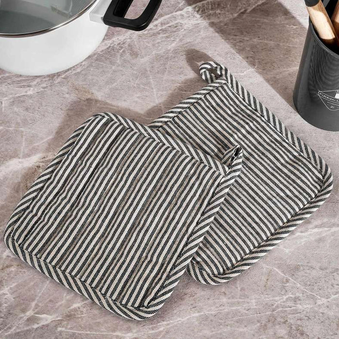 Velisha Pinstripe 2Piece Pot Holder Set 20X20Cm - Navy