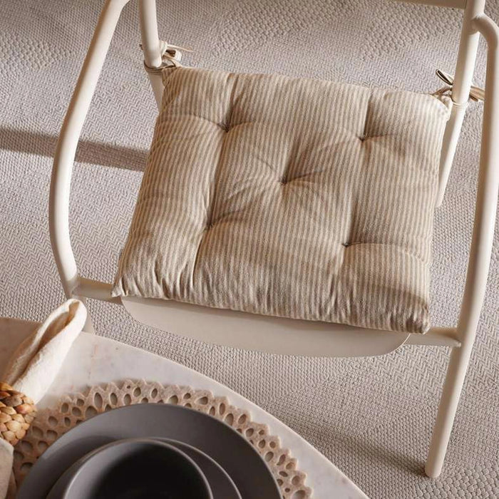Velisha Pinstripe Chair Pad 40X40Cm - Beige