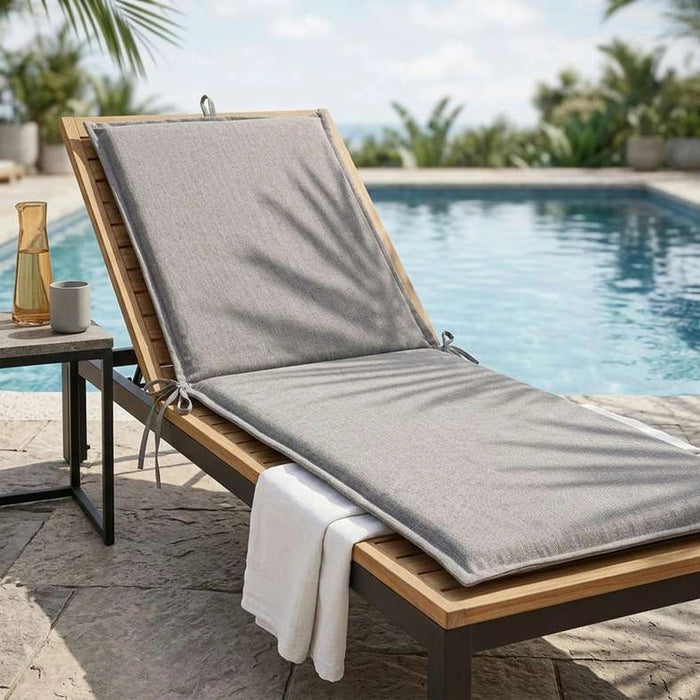 Velora Textured Water Repellant Outdoor Sun Lounger Seat Pad 55X182X5Cm - Grey