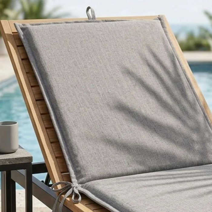 Velora Textured Water Repellant Outdoor Sun Lounger Seat Pad 55X182X5Cm - Grey