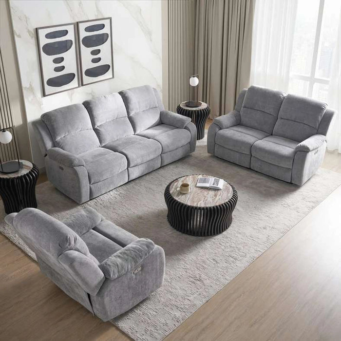 Velourvista 3 Seater Recliner Sofa - Grey