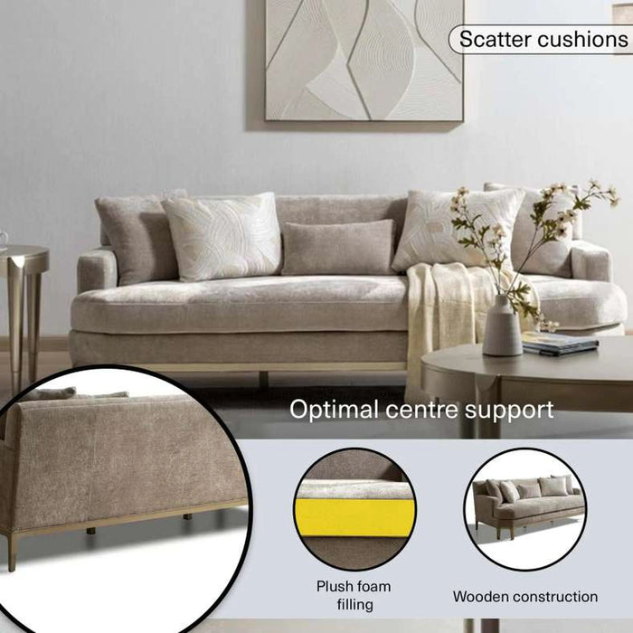 Vemon 3 Seater Sofa- Beige