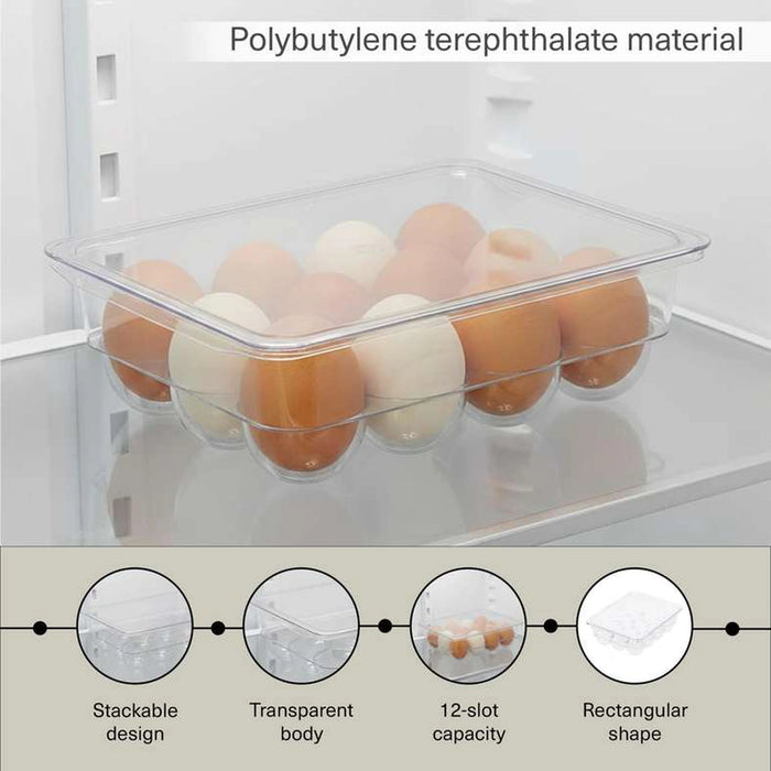 Verde 12 Slot Egg Organizer With Lid 22.4X17.4X7.8Cm -Clear