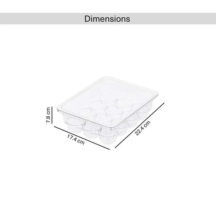 Verde 12 Slot Egg Organizer With Lid 22.4X17.4X7.8Cm -Clear