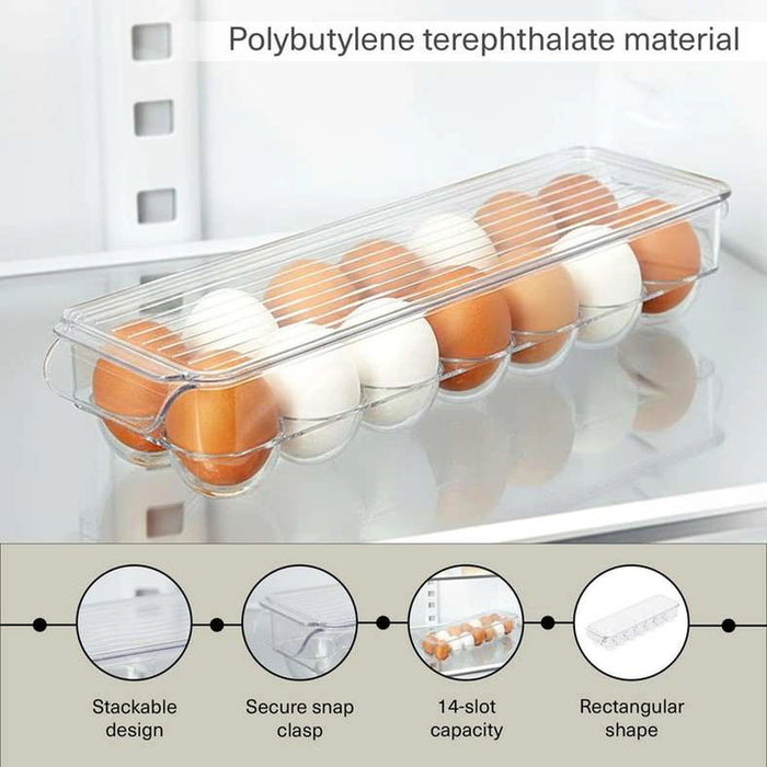 Verde 14 Slot Egg Organizer With Lid 36.5X11X7.5Cm -Clear