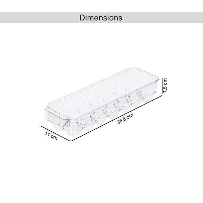 Verde 14 Slot Egg Organizer With Lid 36.5X11X7.5Cm -Clear