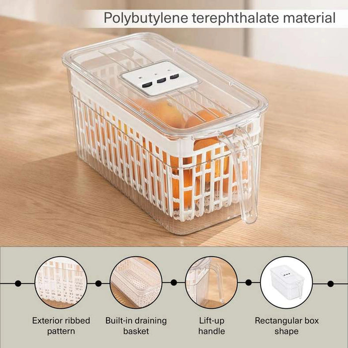 Verde Fridge Organizer With Draining Basket 29.5X13.7X13.2Cm -Clear