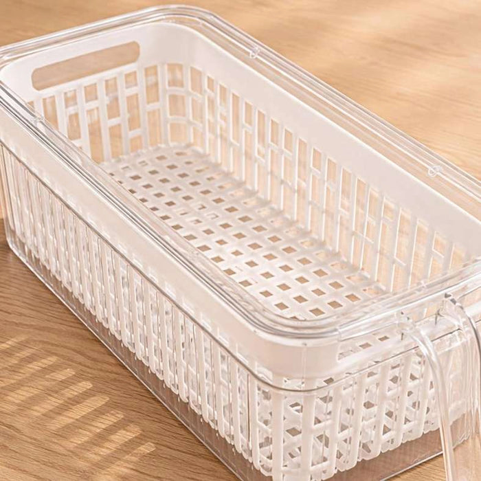 Verde Fridge Organizer With Draining Basket 31.5X15X14.2Cm -Clear