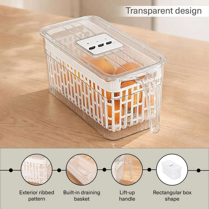 Verde Fridge Organizer With Draining Basket 31.5X15X14.2Cm -Clear