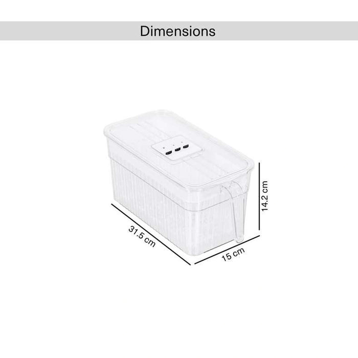 Verde Fridge Organizer With Draining Basket 31.5X15X14.2Cm -Clear