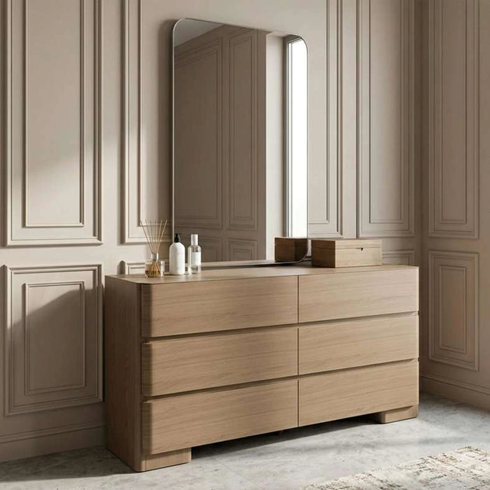 Verguay Dresser With 6 Drawer & Mirror - Natural