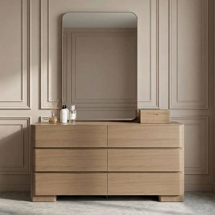 Verguay Dresser With 6 Drawer & Mirror - Natural