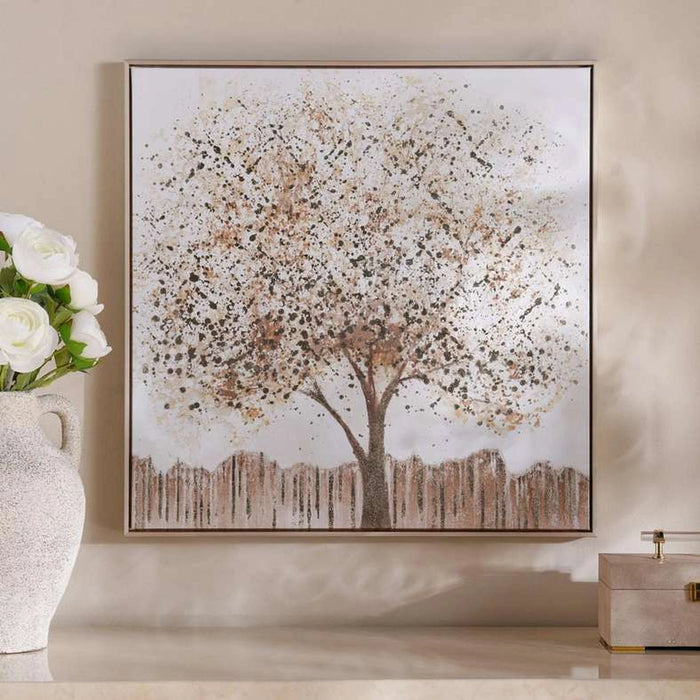 Verity Hand Painted Canvas Wall Art 60X60Cm - Beige