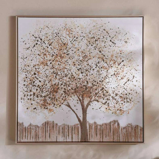 Verity Hand Painted Canvas Wall Art 60X60Cm - Beige PAN HOME