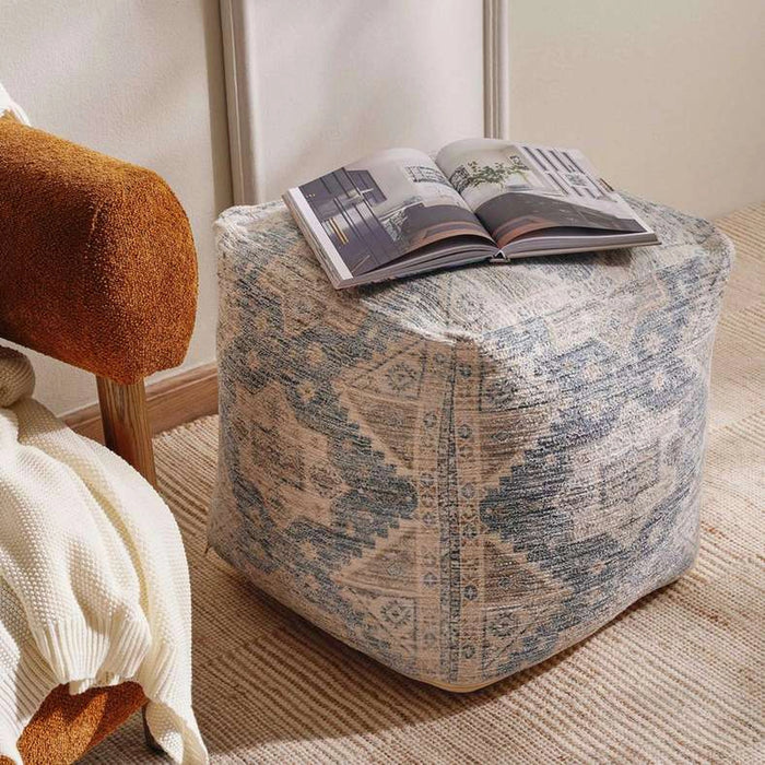 Vernyl Woven Printed Pouf 45X45X45Cm - Brown