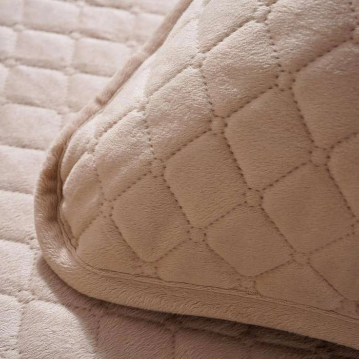 Veronica 3-Piece Velvet Quilted Bedspread Set 160X220Cm - Beige
