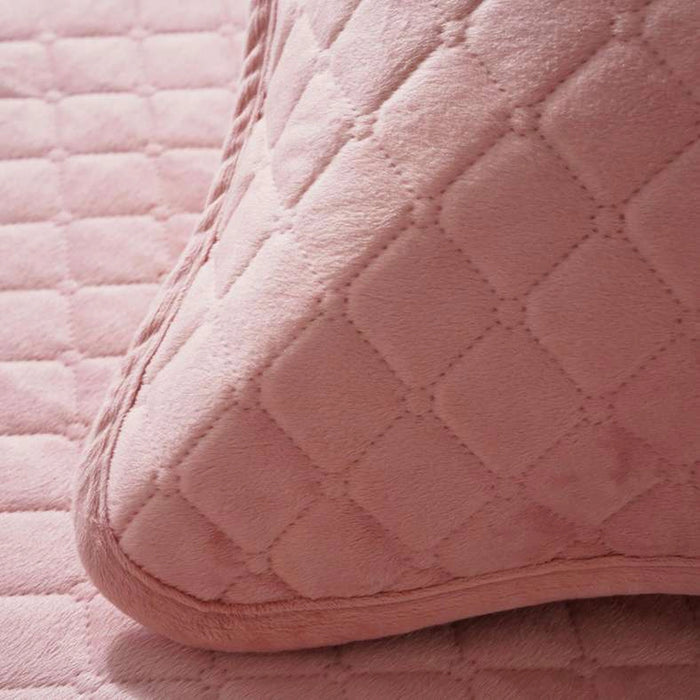 Veronica 3-Piece Velvet Quilted Bedspread Set 160X220Cm - Rose