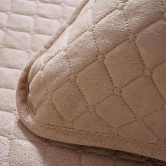 Veronica 3-Piece Velvet Quilted Bedspread Set 220X240Cm - Beige